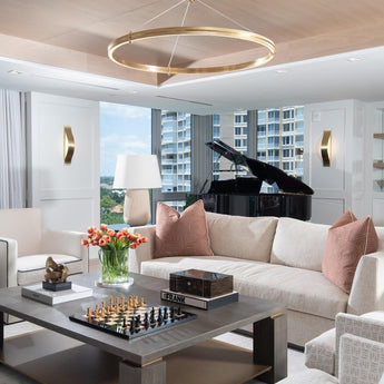 Paxton 40" Ring Chandelier, a premium Chandelier light by Visual Comfort & Co. Close - up image of its design.