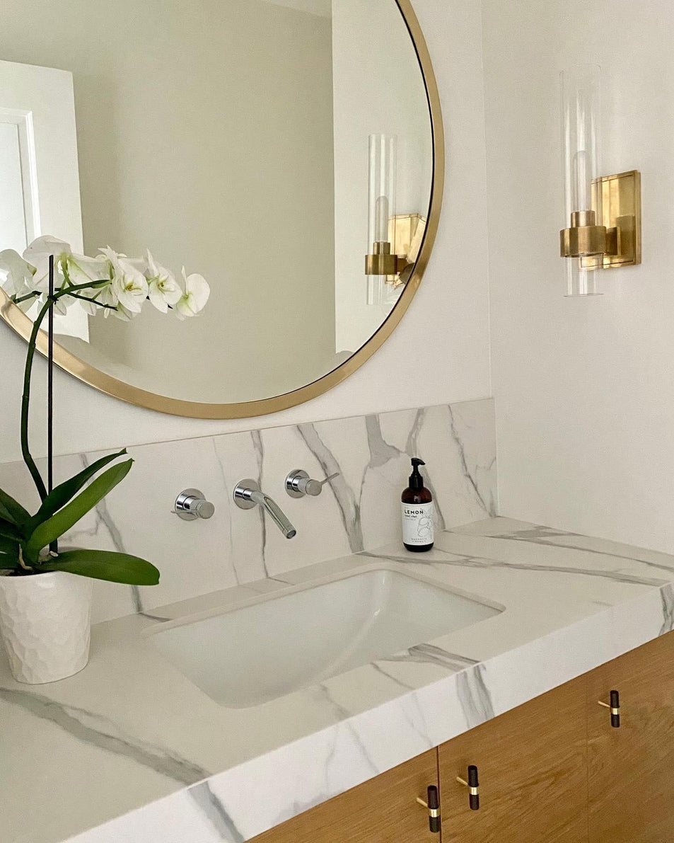 Presidio Petite Sconce, a premium Bath light by Visual Comfort & Co. Close - up image of its design.