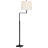 Greer Adjustable Bridge Floor Lamp in Bronze with Linen