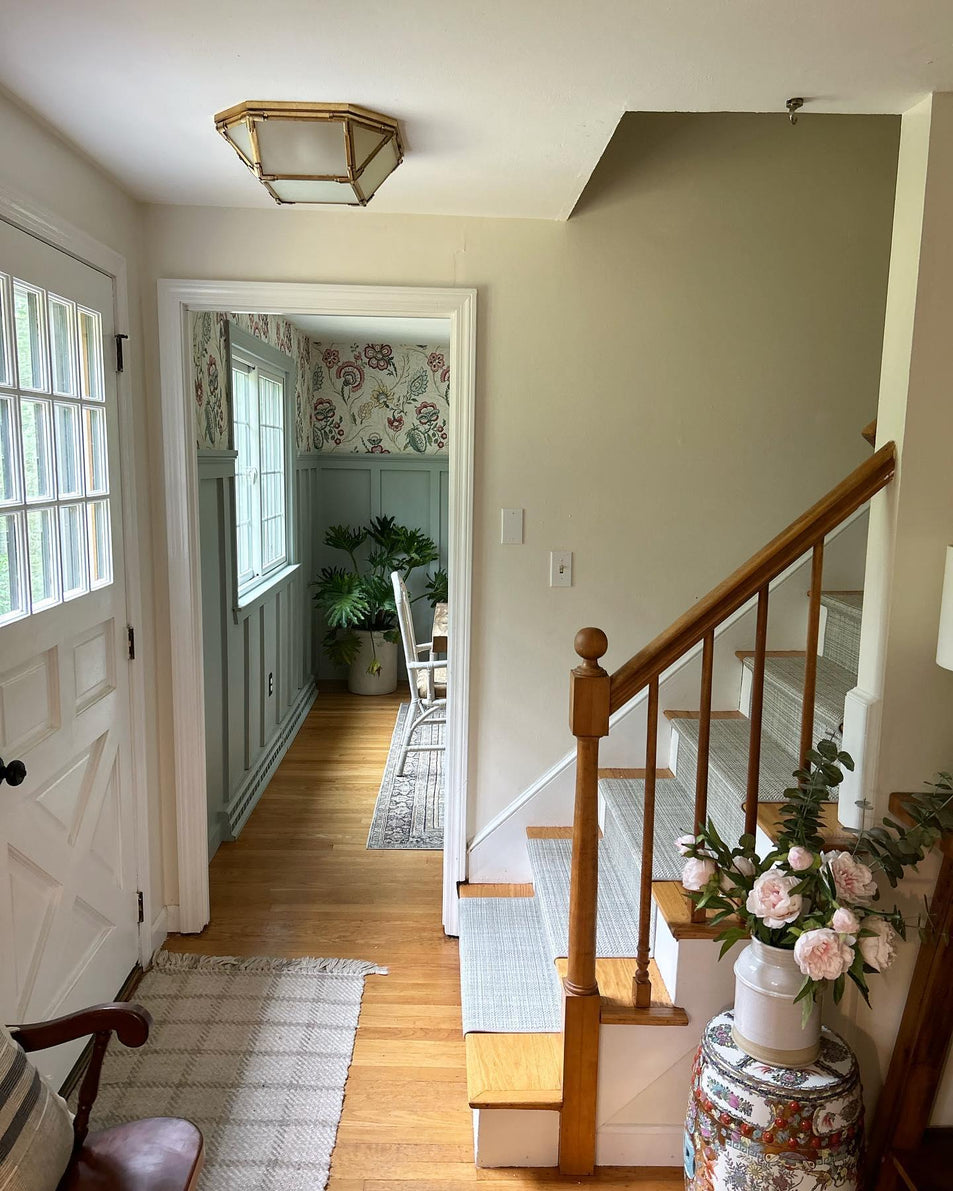 Morris Flush Mount, a premium Flush Mount light by Visual Comfort & Co. Close - up image of its design.