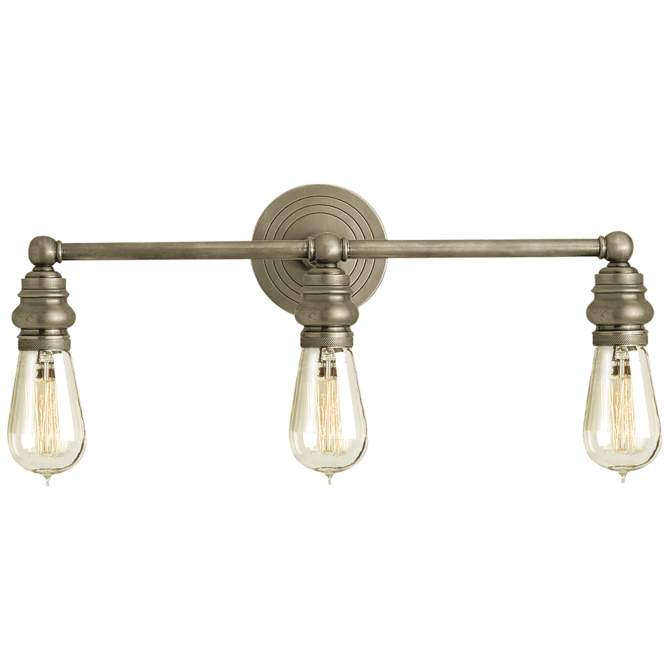 Boston Functional Triple Light, a premium Bath light by Visual Comfort & Co. Close - up image of its design.