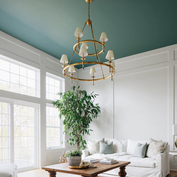 Classic Two - Tier Ring Chandelier, a premium Chandelier light by Visual Comfort & Co. Close - up image of its design.