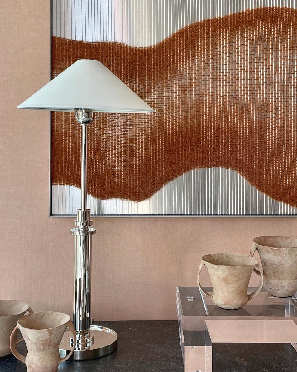 Hargett Buffet Lamp, a premium Decorative light by Visual Comfort & Co. Close - up image of its design.
