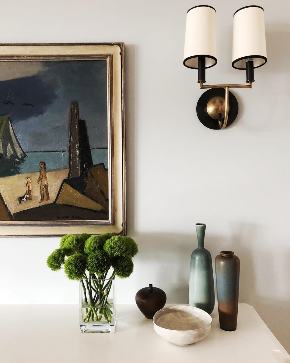 Elkins Double Sconce, a premium Decorative light by Visual Comfort & Co. Close - up image of its design.