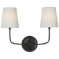 Vendome 16" Cordless Double Sconce - Bronze / Linen