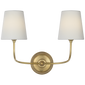 Vendome 16" Cordless Double Sconce - Hand-Rubbed Antique Brass / Linen