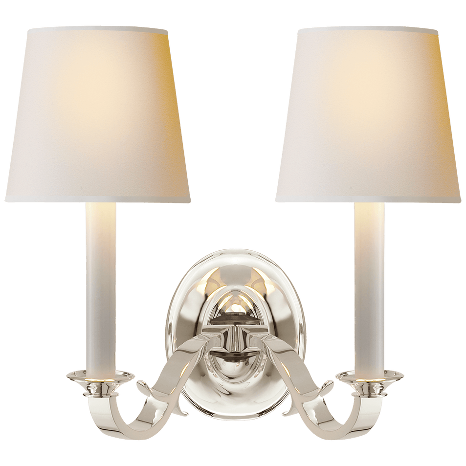 Channing Double Sconce, a premium Decorative light by Visual Comfort & Co. Close - up image of its design.
