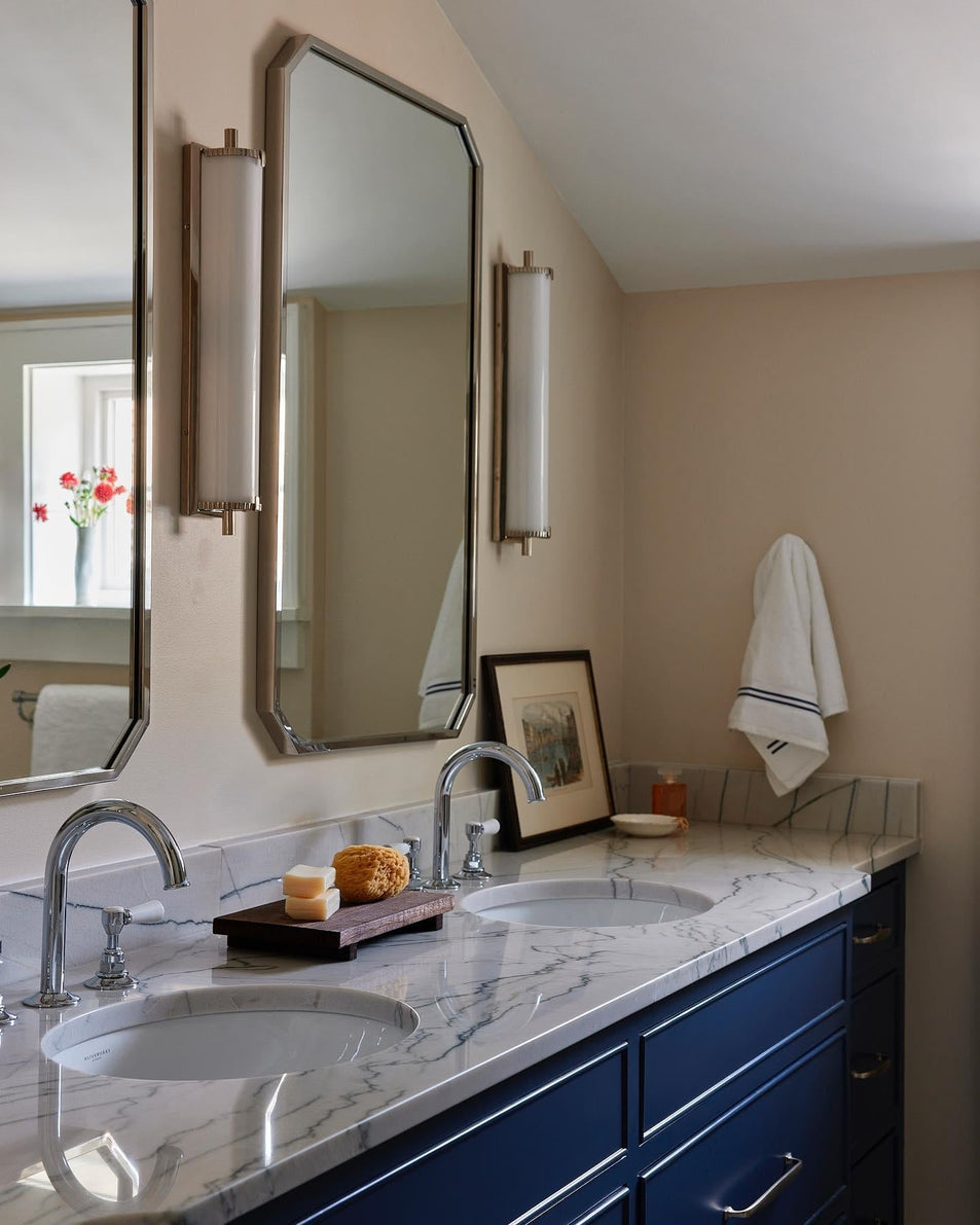 Calliope Tall Bath Light, a premium Bath light by Visual Comfort & Co. Close - up image of its design.