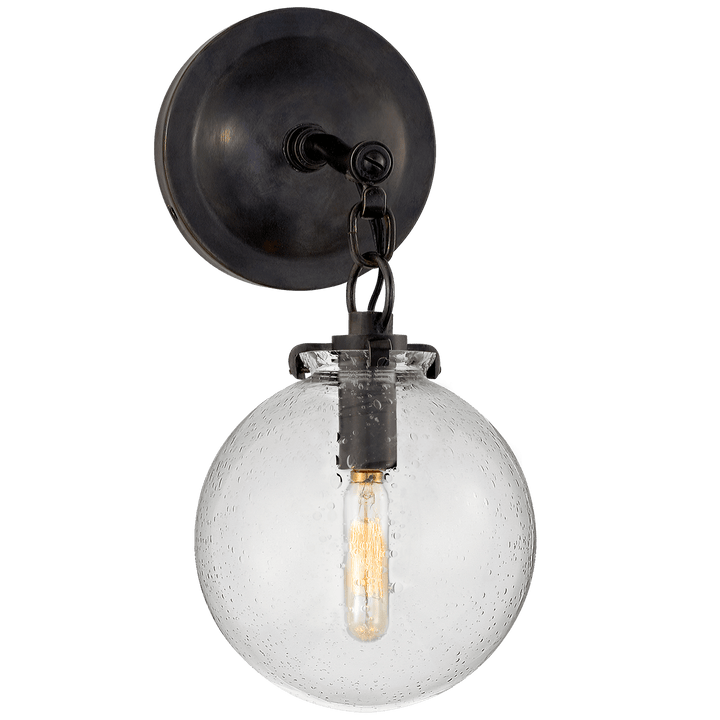 Katie Small Globe Sconce, a premium Bath light by Visual Comfort & Co. Close - up image of its design.
