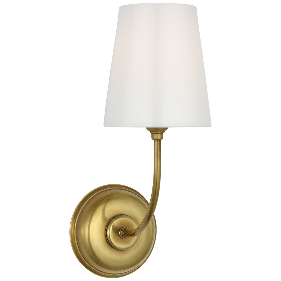 Vendome Single Sconce in Hand-Rubbed Antique Brass with White Glass