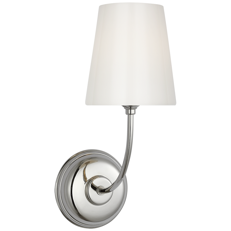 Vendome Single Sconce in Polished Nickel with White Glass