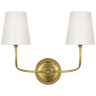 Vendome Double Sconce in Hand-Rubbed Antique Brass with White Glass