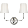 Vendome Double Sconce in Polished Nickel with White Glass