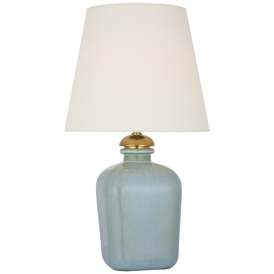Josy 17" Cordless Table Lamp in Silk Blue with Linen