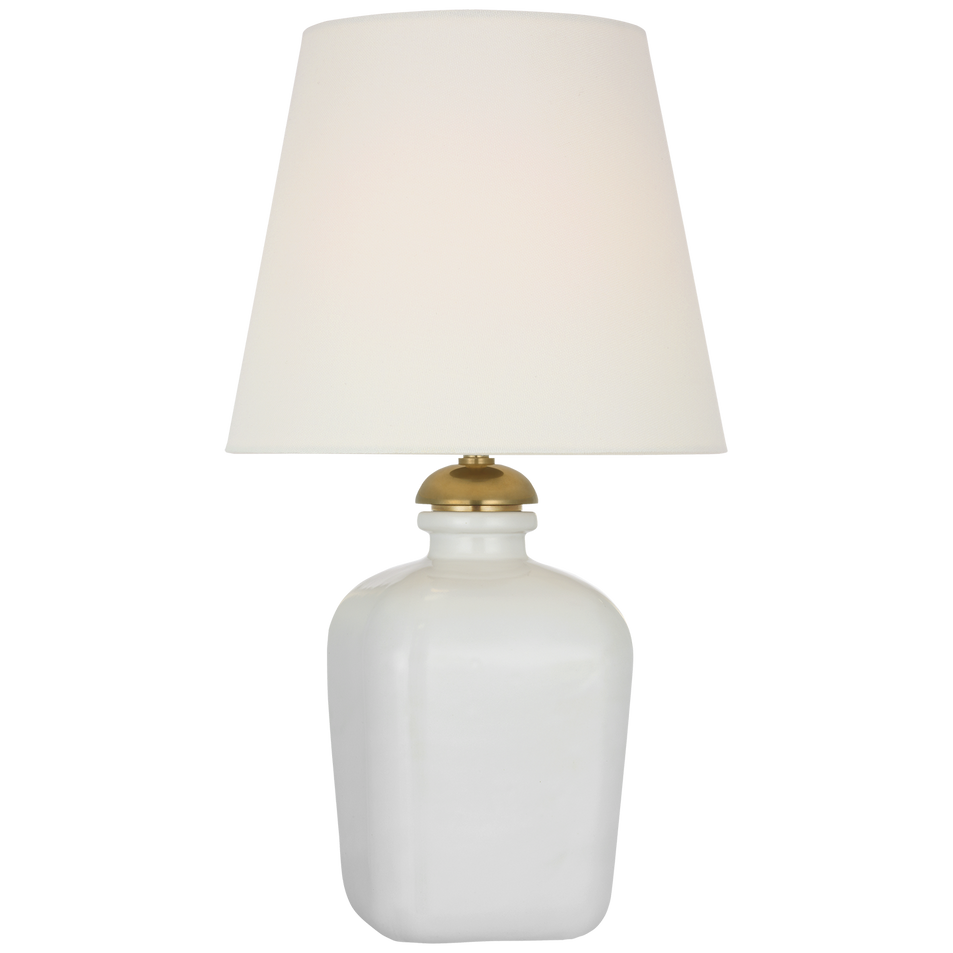 Josy 17" Cordless Table Lamp in Venetian White with Linen