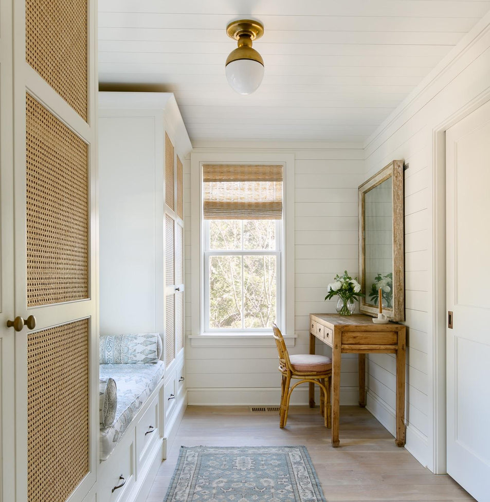 Clark Flush Mount, a premium Flush Mount light by Visual Comfort & Co. Close - up image of its design.