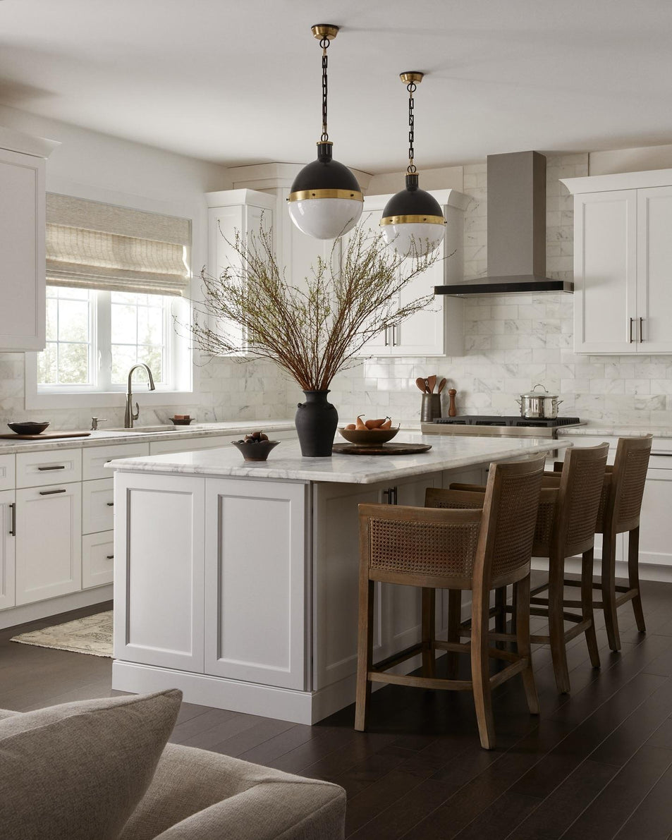 Hicks Large Pendant, a premium Pendant light by Visual Comfort & Co. Close - up image of its design.