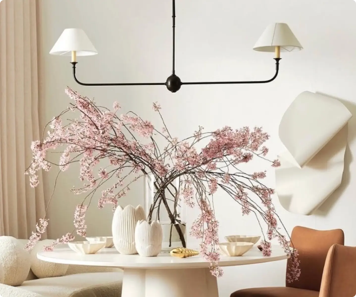 Interior design with lighting and furniture