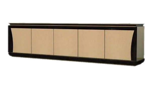 Art. 154/V5 — Large five-door sideboard in ebony and erable wood with a glossy finish. Bronze effect base.
